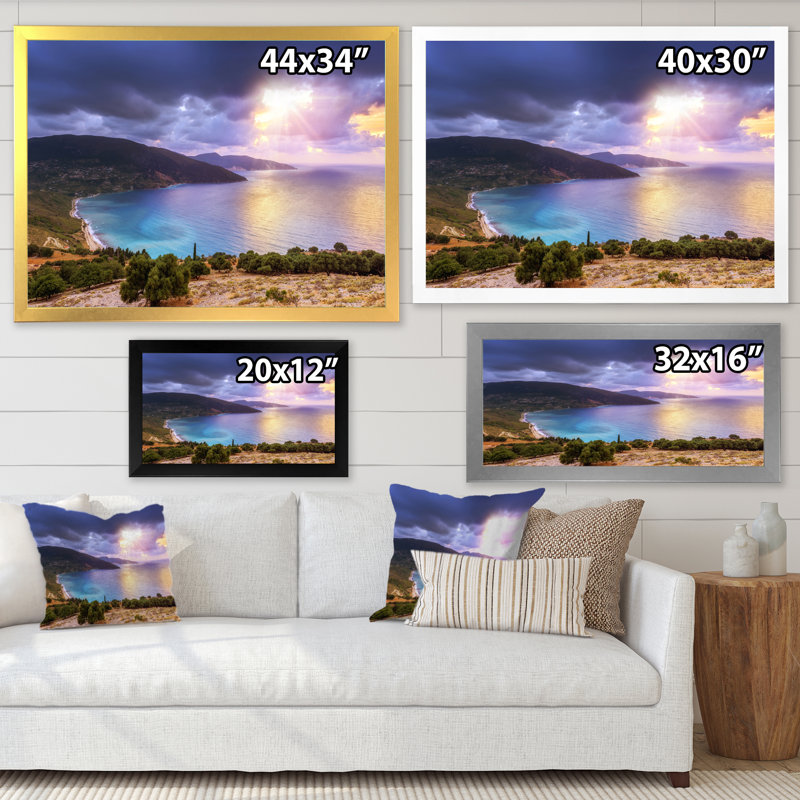 Été coucher de soleil sur la mer - art mural sur toile nautique et côtier, Cadre noir, H 12 po x l 8 po x P 1 po