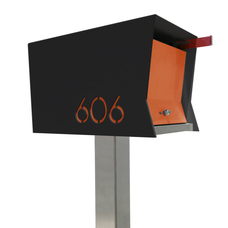 RetroBox Mailbox, Black/Orange