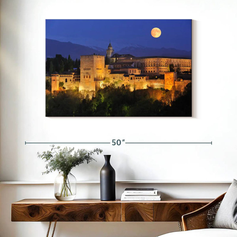 Rorry Full Moon At Alhambra Palace, 26" H x 39" W