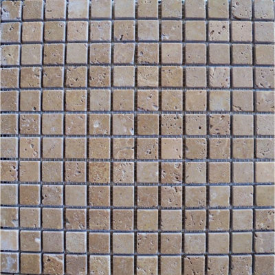 1" x 1" Travertine Grid Mosaic Wall & Floor Tile