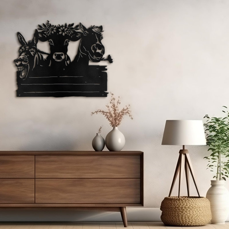 Décoration murale en métal, H 16 po x l 24 po x P 0,05 po, Noir