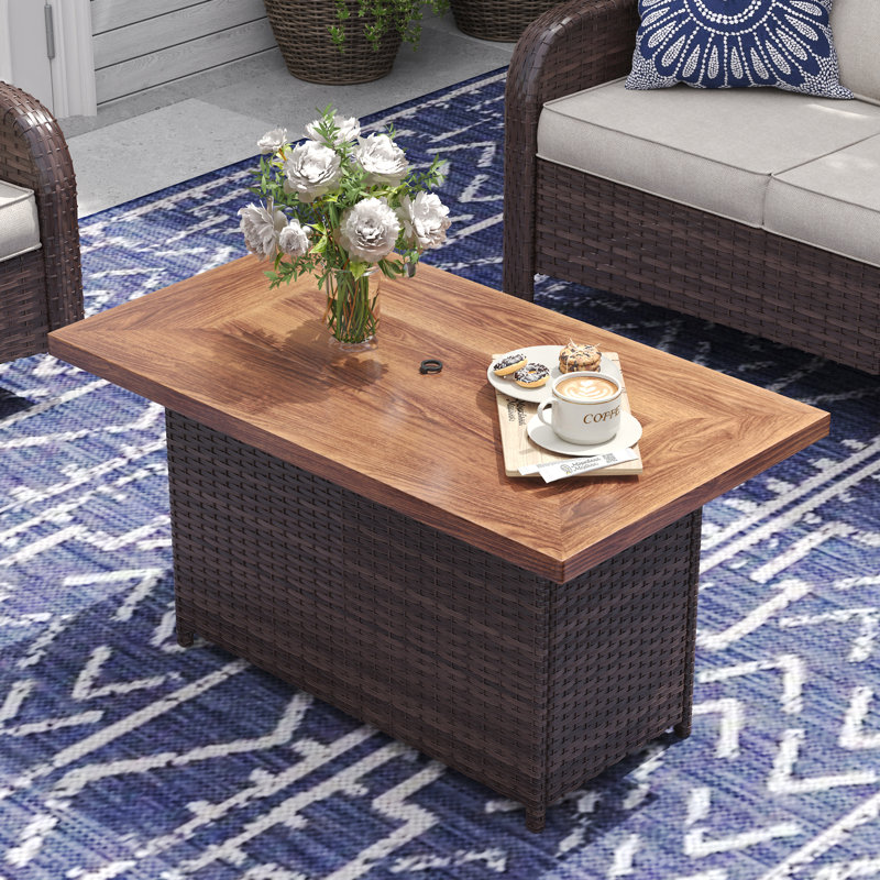 Outdoor Propane Fire Pit Table, Brown