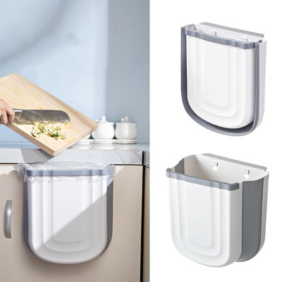 2.4 Gallon Collapsible Cabinet Door Trash Can, Wall Hanging Open Top Garbage Bin for Kitchen RV Apartment