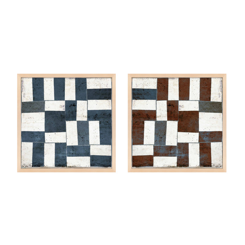 Patchwork 5 & 6, Set of 2 by Marco Marella for Studio M - Framed Wall Art, 24" H x 24" W, Paper, Maple