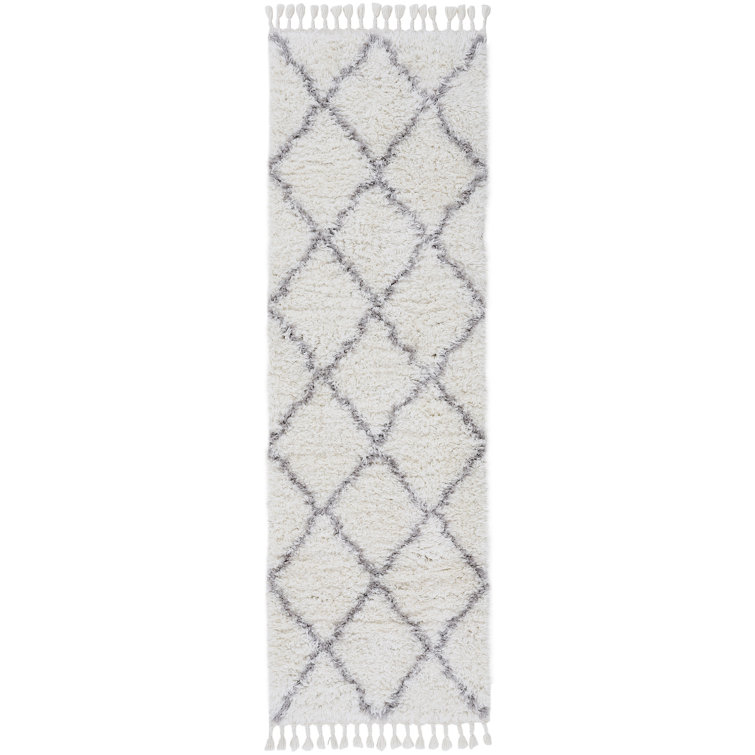 Eddy Shaggy Boho White Rug