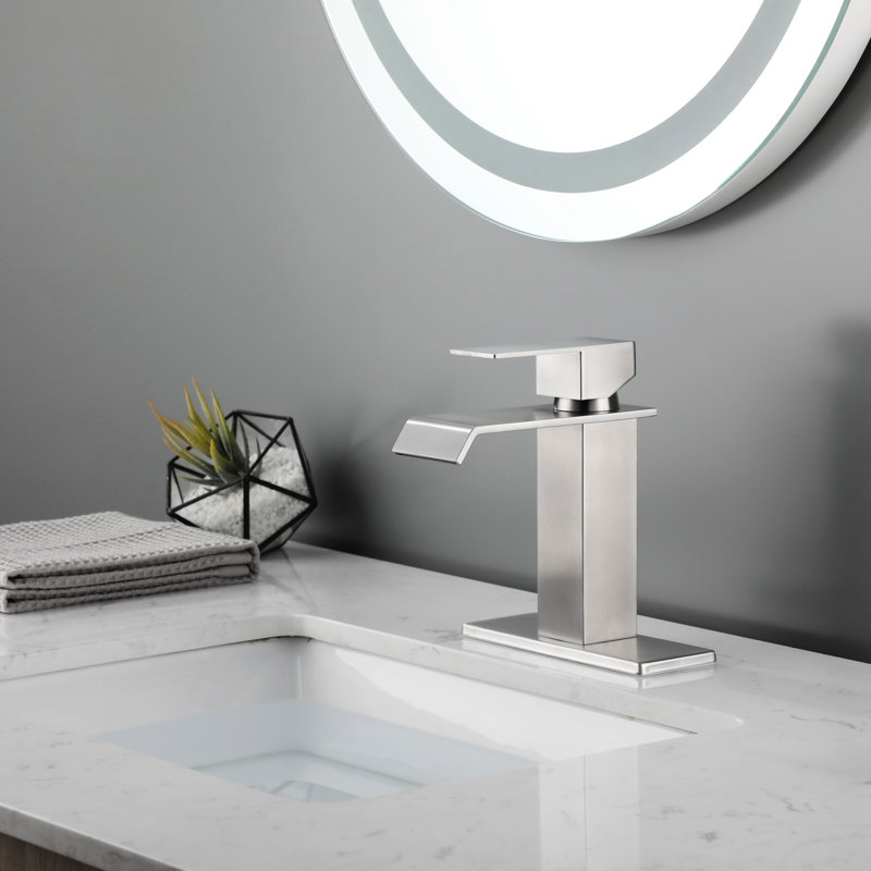 Robinet pour salle de bain, monotrou, robinet en acier inoxydable, nickel brossé et corrosion, Brushed Nickel