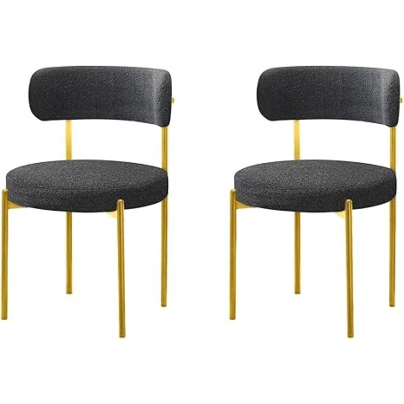 Chaise de salle à manger Kordelia, 2, Noir, noir, noir, noir, Doré