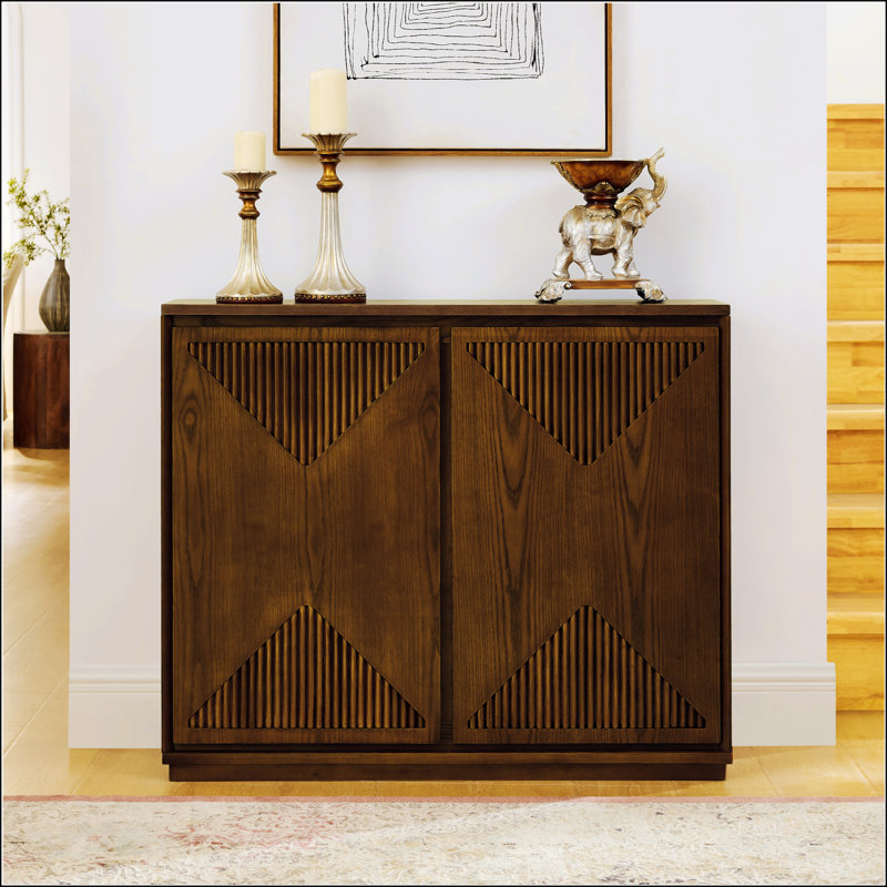 Armoire de rangement Mid-Century moderne en forme de V, buffet étroit avec un design multifonctionnel pour le salon et la cuisine.