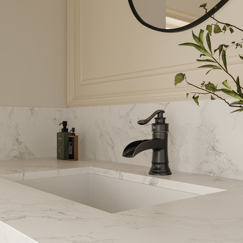 SoftStream Waterfall Oil-Rubbed Bronze Single Hole, Single Handle With Drain Assembly & Deck Plate, Oil Rubbed Bronze