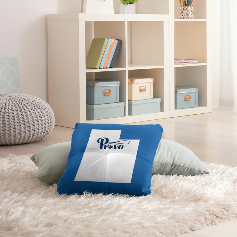 Coussin de sol touffeté nevada, 26 po x 26 po, Provo, Bleu / Blanc