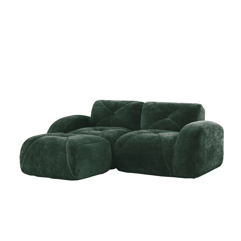 L-Shaped Boneless Sofa, Green, 29.9" H x 80.3" W x 67.3" D