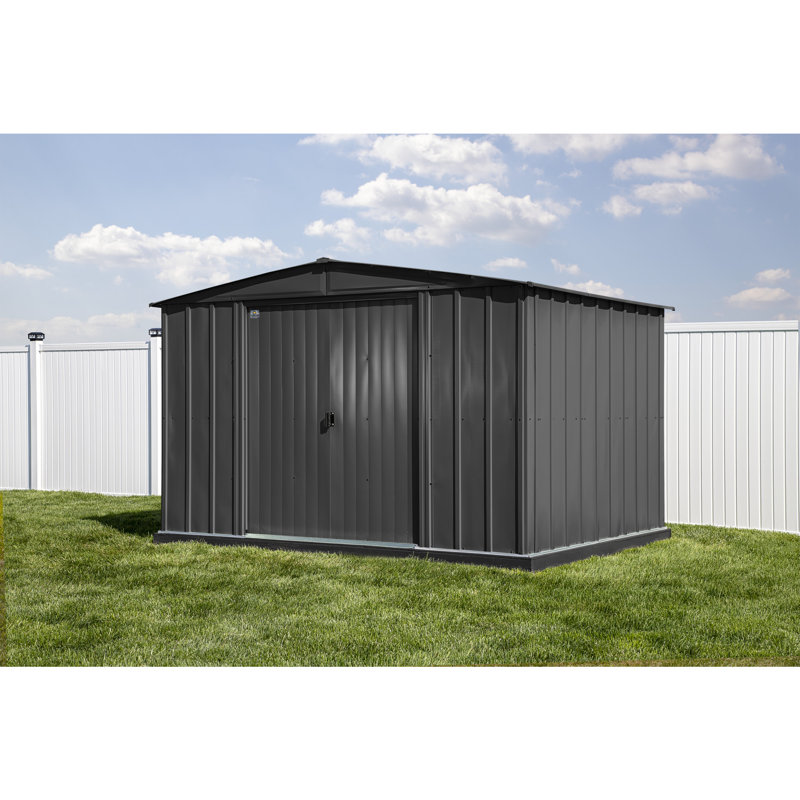 Charcoal 8' x 10' Galvanized Steel Peak Roof Storage Shed