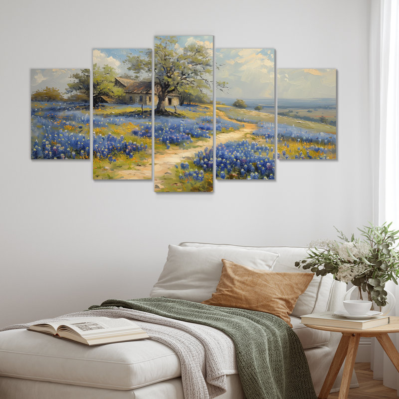 Ensemble de salon bleu et vert Meadow Summer Blue Charm II - Blue Bonnets