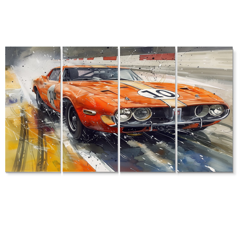 Ensemble de salon rétro Muscle Car At The Track II - Race Tracks, H 32 po x l 64 po
