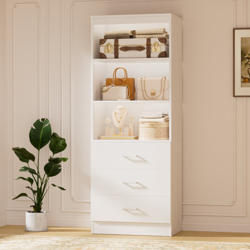 Système d'organisation 23,6 po avec tiroirs en bois, Blanc