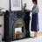 43.31"Black Modern Minimalist Solid Wood Simulated Flame Heating Electric Fireplace-2046997520-2046997517