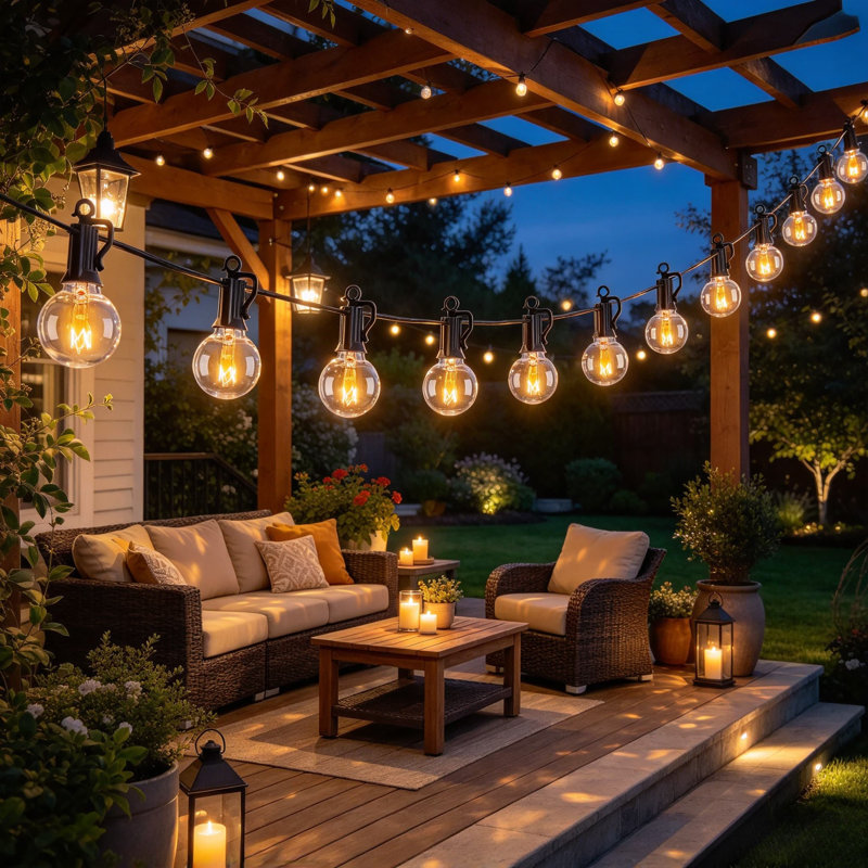Guirlande lumineuse DEL d'extérieur, étanche et incassable, avec ampoules Edison à intensité variable, connectable pour la décoration de votre jardin, porche, fête, mariage ou Noël.