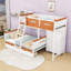 Lit superposé simple au-dessus de 2 tiroirs en bois 2 tiroirs avec garde-robe, tablettes et éclairage DEL