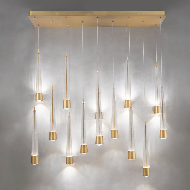 Quill Linear Multi-Light 4-CCT Pendant, Aged Brass