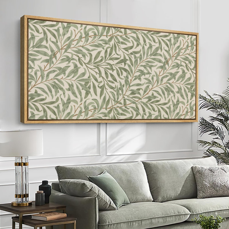 «Abstract Botanical Verdant Whisper Lush Foliage», reproduction encadrée sur toile, H 30 po x l 60 po, Natural
