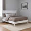 Lit plateforme en bois gris moyen moderne Mid-Century, conception simple et élégante, pieds fuselés ronds, ensemble de lattes, finition lisse sans sommier, construction,-936348298-936348299