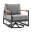 Chaise longue d'extérieur pivotante et pivotante en aluminium et bois de teck avec coussins