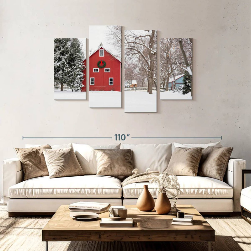 Lilie Red Christmas Barn, 48'' H x 75'' W