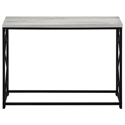 Table d'appoint moderne pour présentoir à plantes - stratifié gris, porte-livres en métal noir