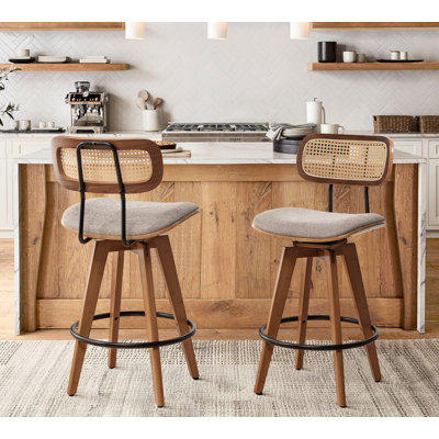 Sirine Swivel Linen Bar & Counter Stool by Bay Isle Home