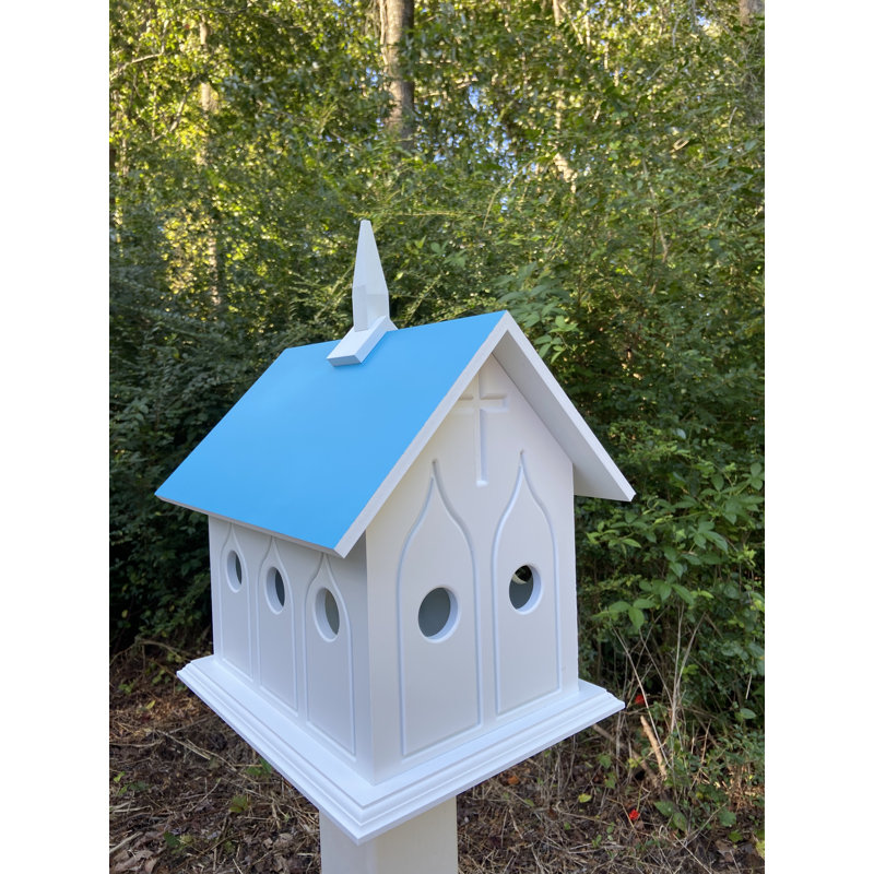 Cabane à oiseaux 20 po x 15 po x 12 po Chapel, Bleu lagon