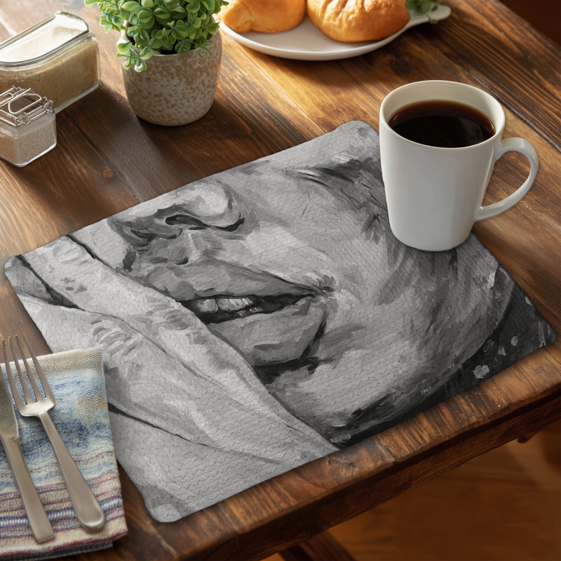 Luscious Lips Gray Monochrome Braided Polyester Placemat
