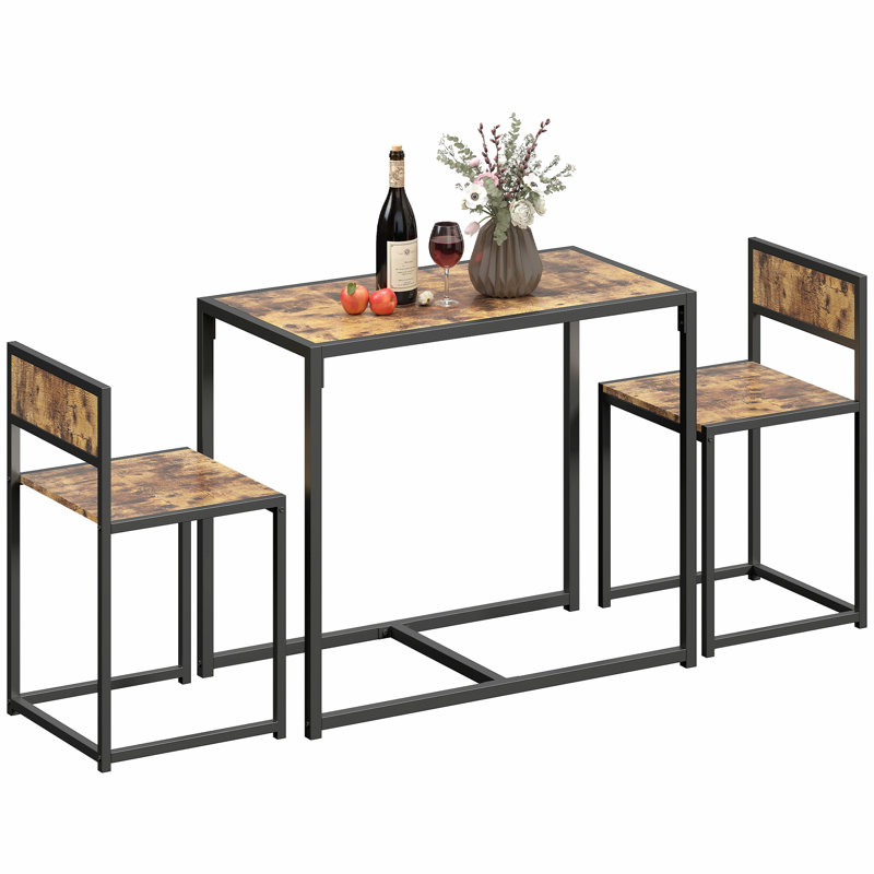 Helotes 2 - Person Dining Set, Rustic Brown, Rustic Brown