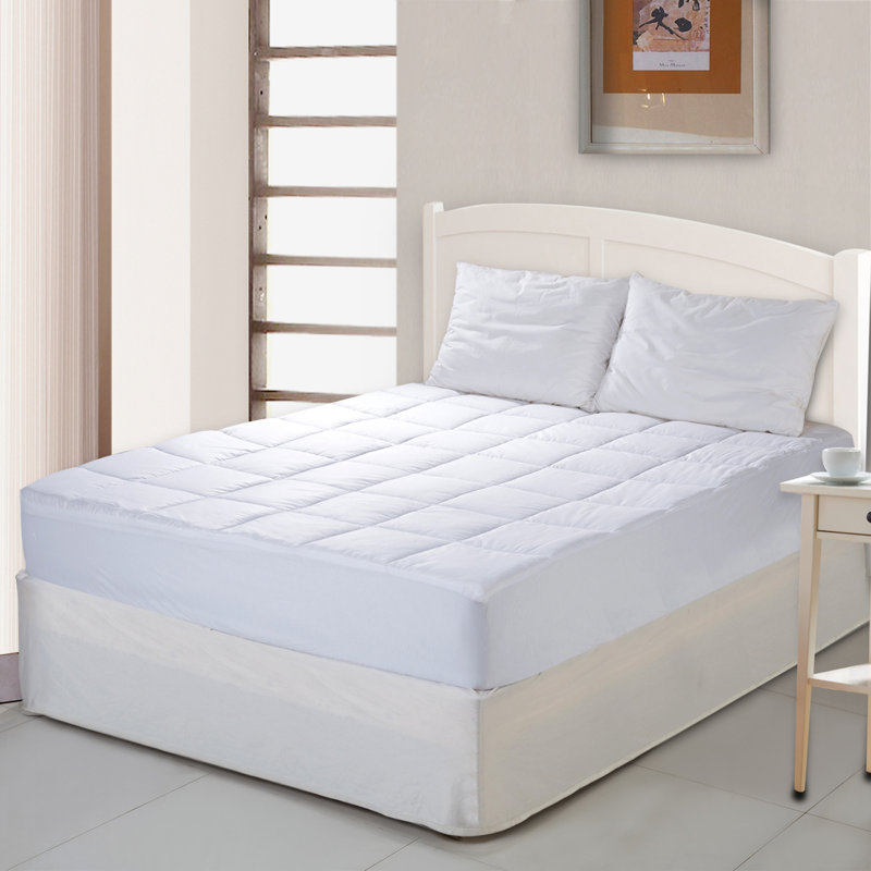 Twin White Cotton Down Alternative Mattress Pad