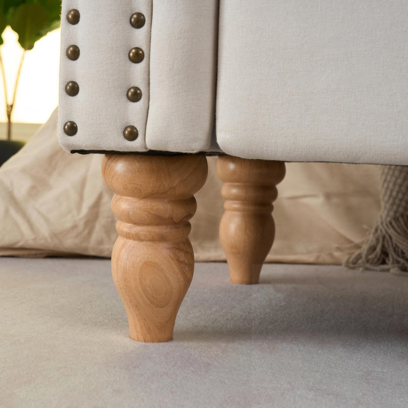 Upholstered Storage Bench With Rolled Arm