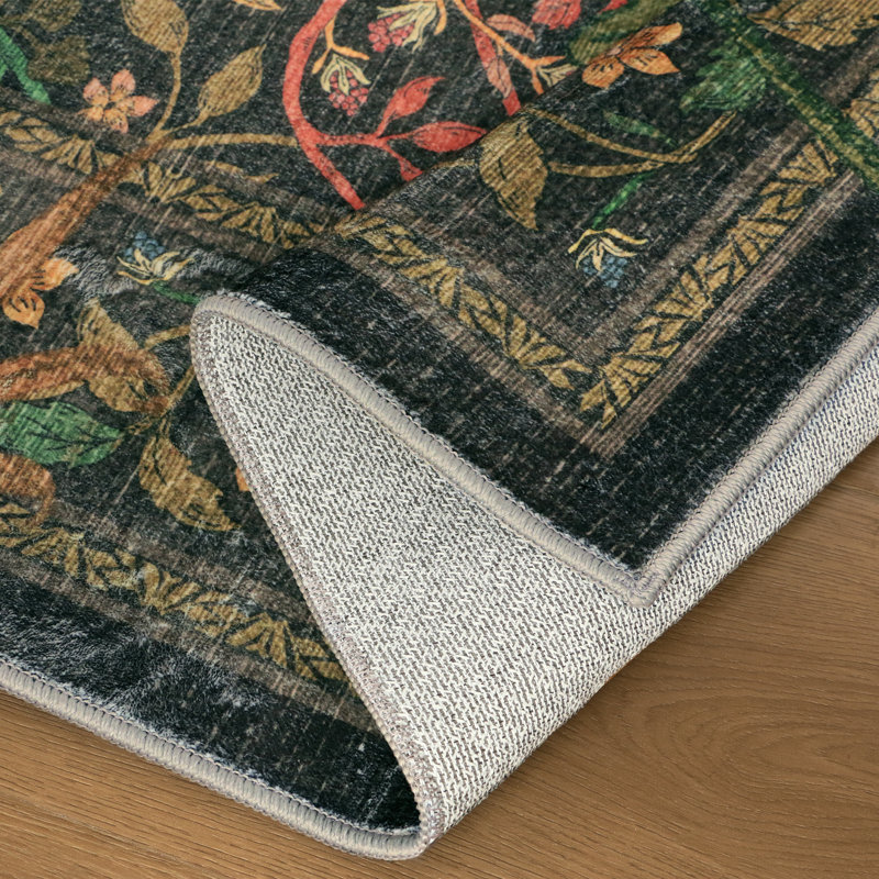 Tapis lavable à la machine avec envers antidérapant Teiarra, Dark Green, Tapis de couloir 2 pi x 6 pi
