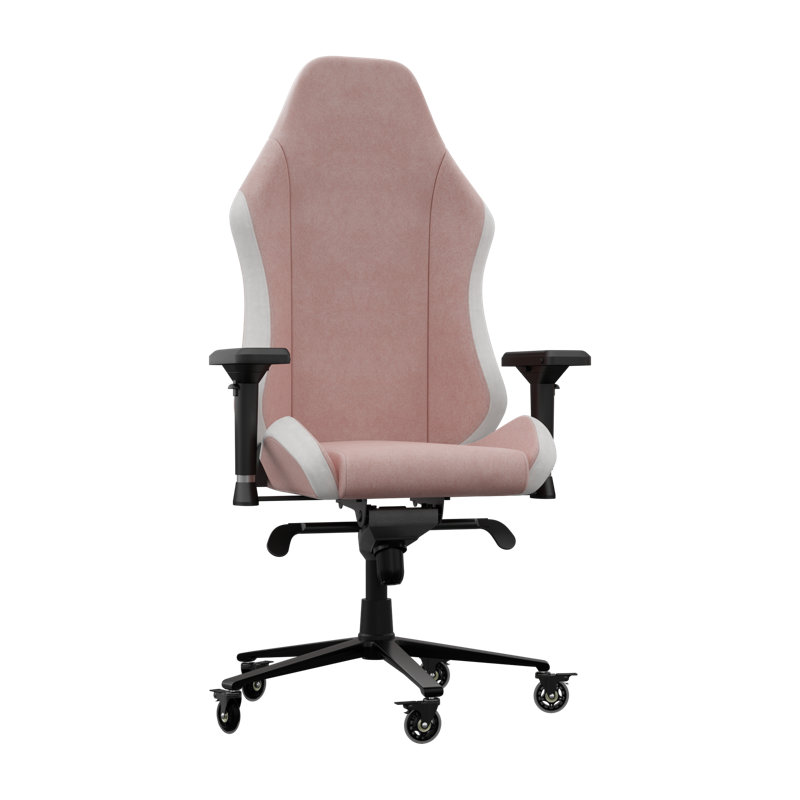 Fauteuil de jeu et de course réglable, inclinable, ergonomique et pivotant, Rose