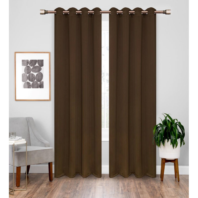 Clinger Blackout Curtains / Drapes Pair, Brown, 55" W x 84" L