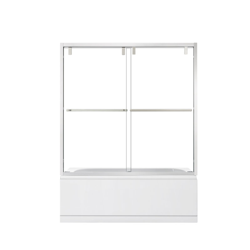60'' - W x 58'' H Double Added Door Framed Tub Door with, Polished Chrome