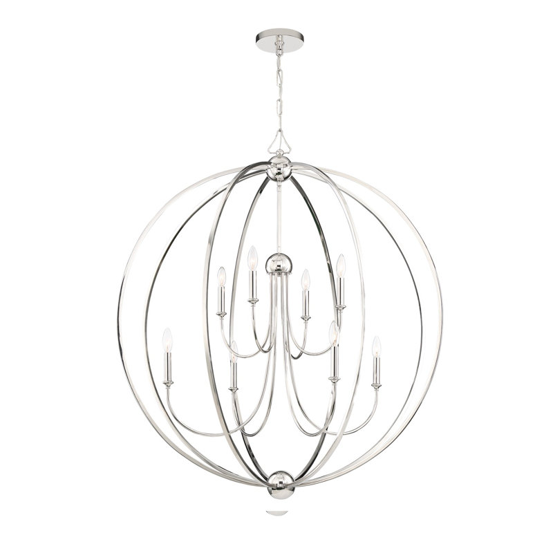 Lustre en forme de globe à 8 lumières Sylvan, Nickel