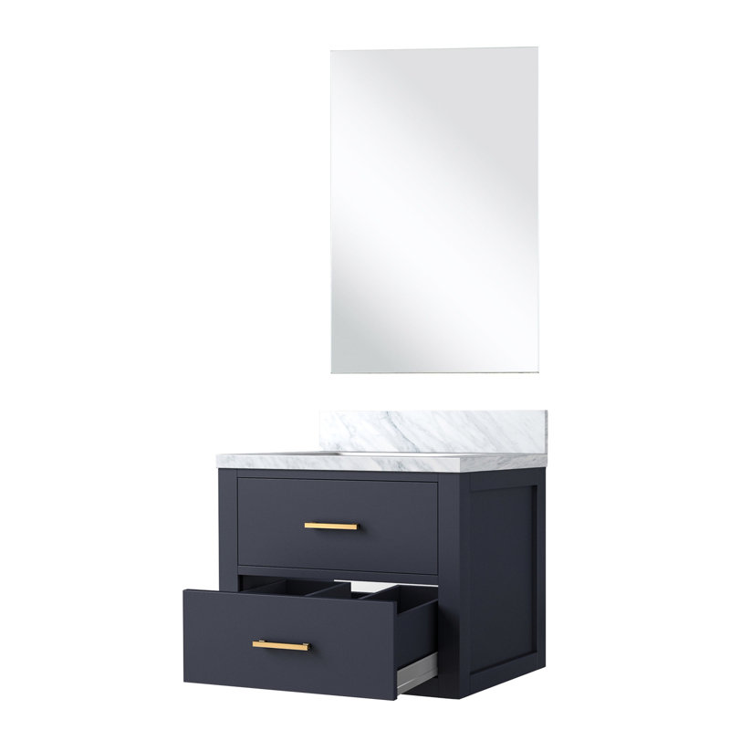 Meuble-lavabo bleu 24 po L x P 18 po Comptoir en acrylique et miroir