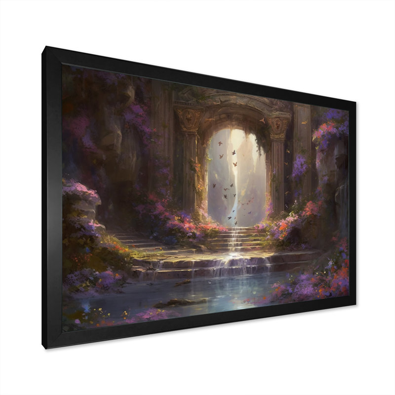 Naylen Under Water Cave Oasis sur toile, Cadre photo noir, H 12 po x l 20 po x P 1 po