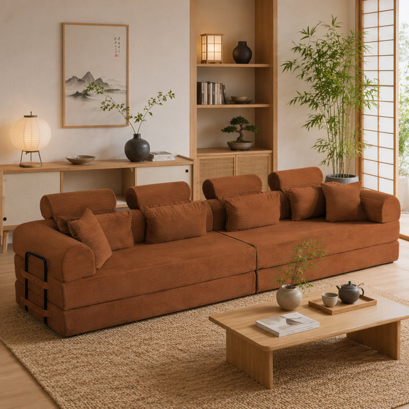 Canapé modulaire en L Boneless, Orange