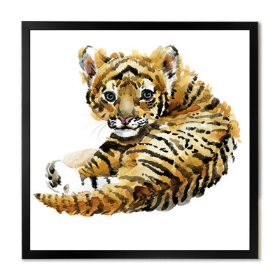 Portrait de tigre mignon - œuvre d'art traditionnelle sur toile