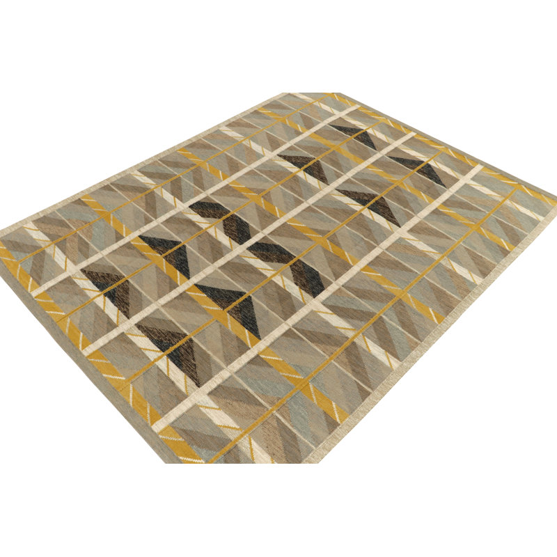 Scandinavian Wool Geometric Area Rug, Rectangle 9' x 12'