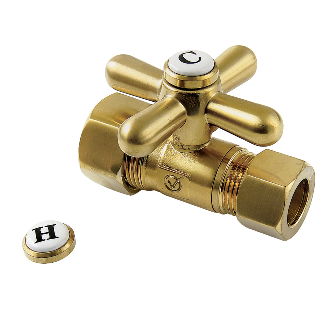 Kingston Brass Vintage 5/8-Inch OD Comp x 1/2-Inch OD Comp Quarter-Turn Straight Stop Valve Kingston Brass 