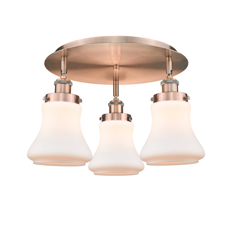 Bhanupriya Glass Flush Mount, Matte White, Antique Copper