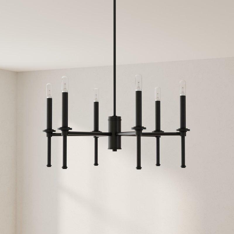Nouveau lustre traditionnel à six lumières Towles, Noir mat