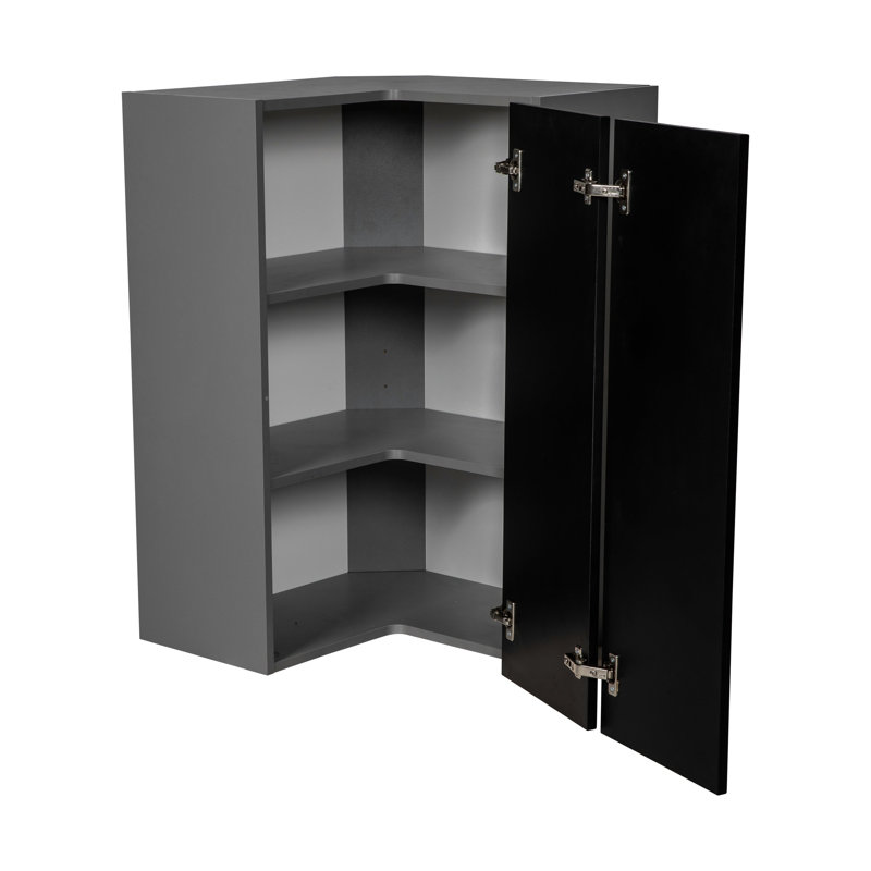 Armoire murale de coin en panneau de particules l 24 po prête à assembler, Noir mat, H 30 po x l 24 po