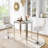 37" Round Glass Counter High Dining Table, Clear Tempered Glass Top And Irregular Stainless Steel Legs-1950963589
