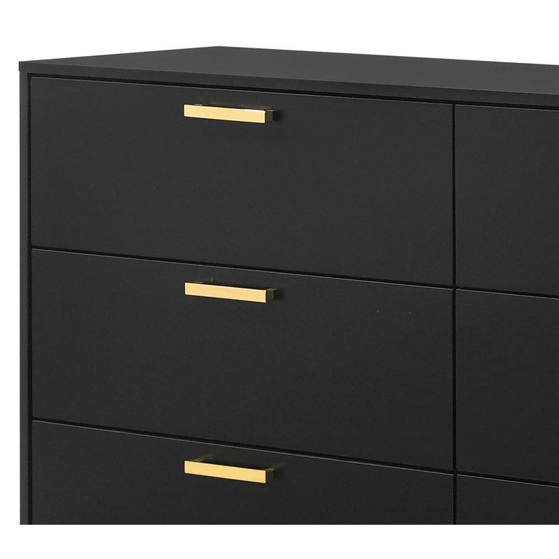 modern black and gold dresser Kendall 6-Drawer Dresser Black and Gold
